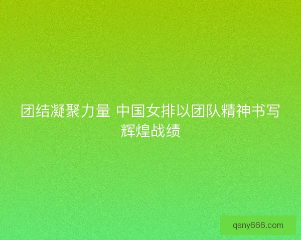团结凝聚力量 中国女排以团队精神书写辉煌战绩