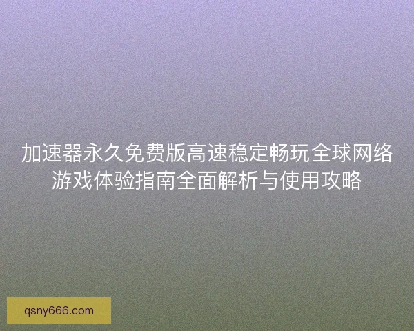 加速器永久免费版高速稳定畅玩全球网络游戏体验指南全面解析与使用攻略