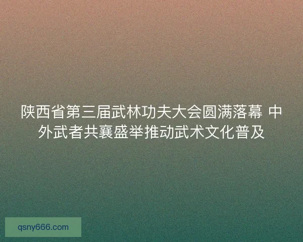 陕西省第三届武林功夫大会圆满落幕 中外武者共襄盛举推动武术文化普及 陕西省第三届武林功夫大会圆满落幕 中外武者共襄盛举推动武术文化普及