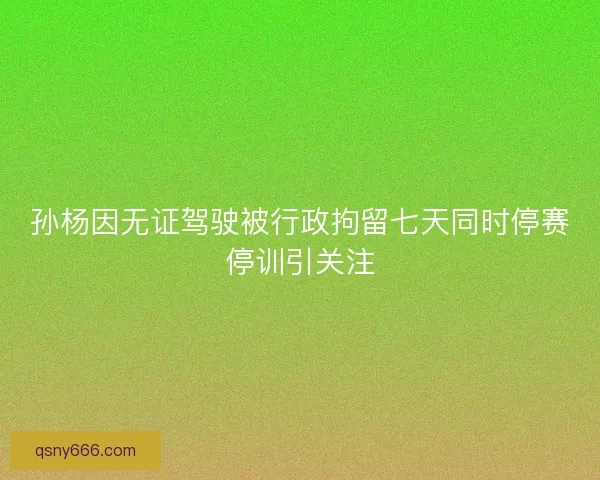 孙杨因无证驾驶被行政拘留七天同时停赛停训引关注 孙杨因无证驾驶被行政拘留七天同时停赛停训引关注